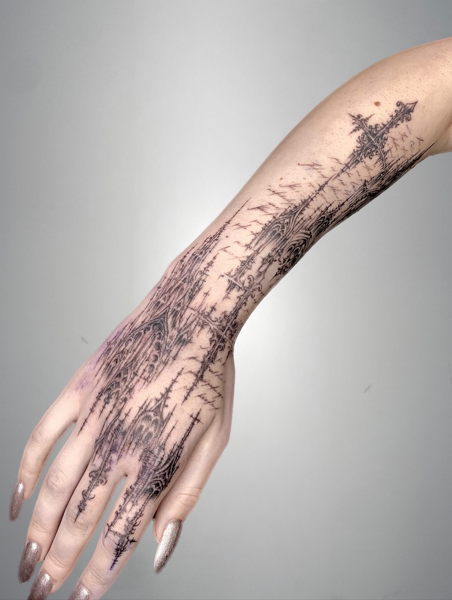 Gothic Sword And Cathedral Cybersigilism Tattoo