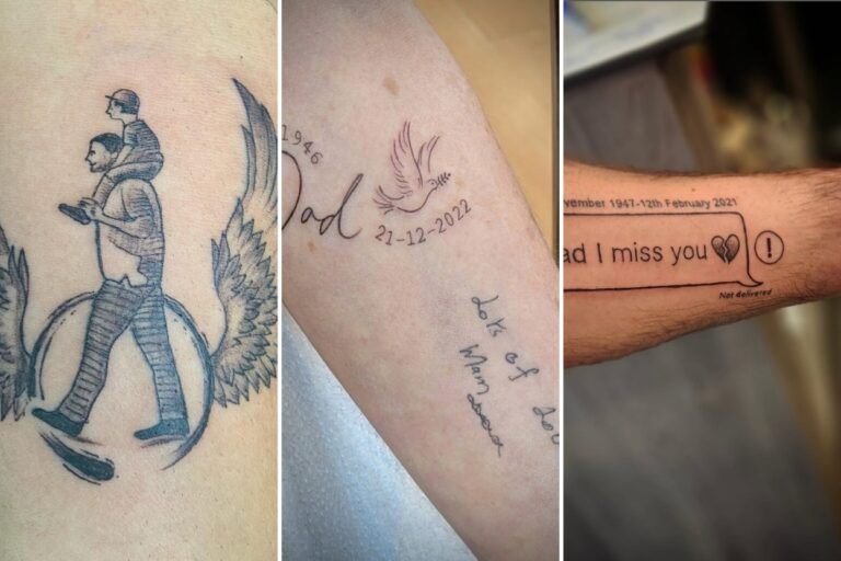 Aesthetic dad memorial tattoos and delicate ink ideas collage