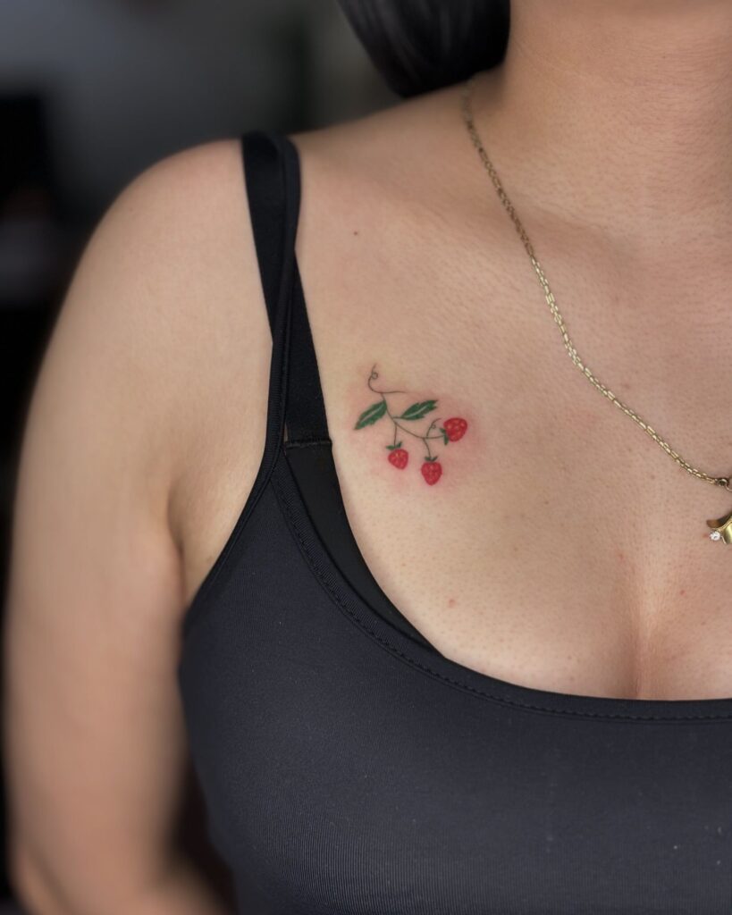Symmetrical Floral Collarbone Tattoo