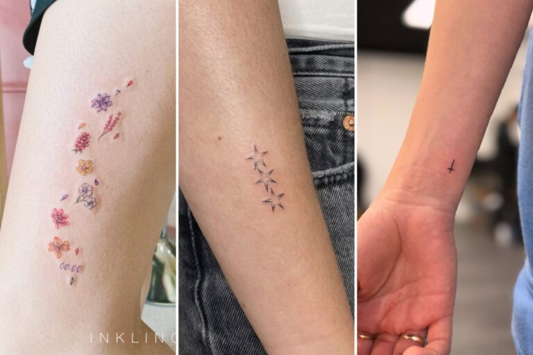 Aesthetic dainty tattoo ideas for women and delicate ink ideas collage