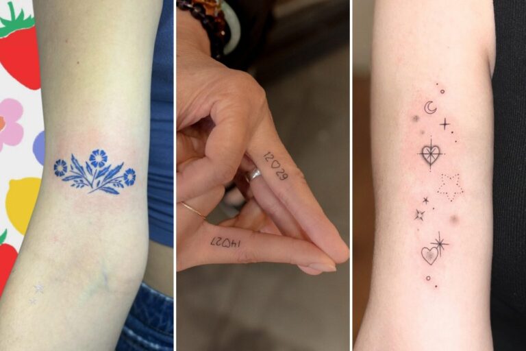 Aesthetic dainty tattoo ideas for women and delicate ink ideas collage