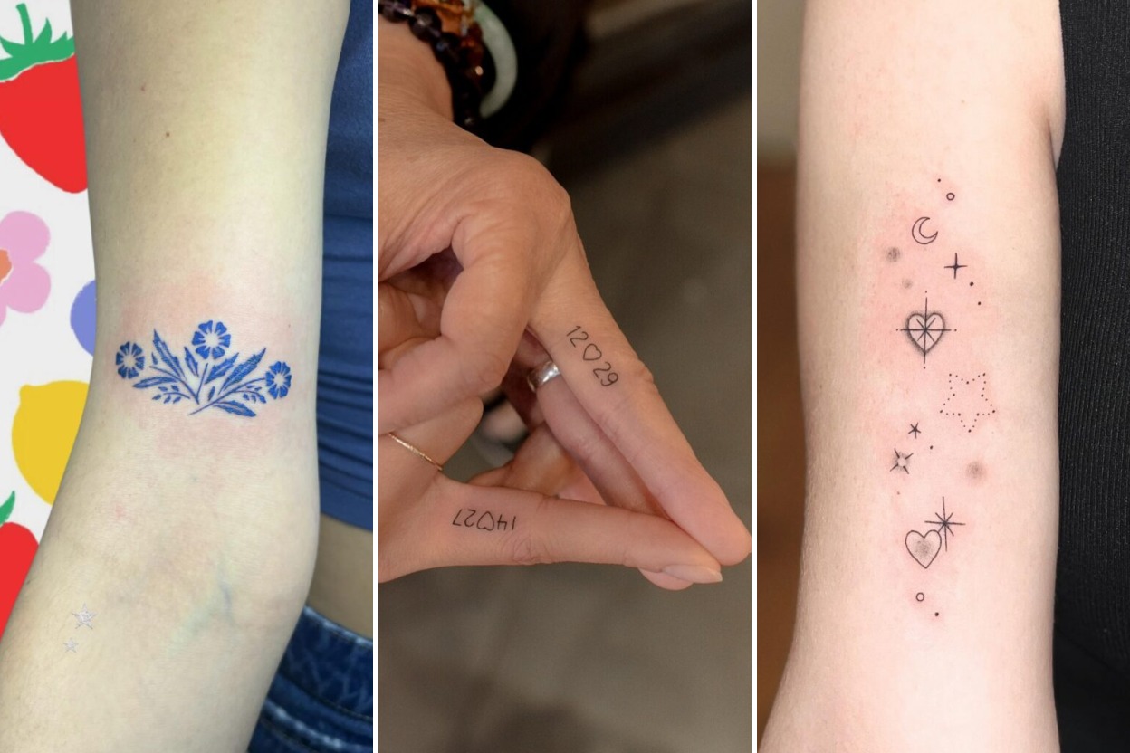 Aesthetic dainty tattoo ideas for women and delicate ink ideas collage