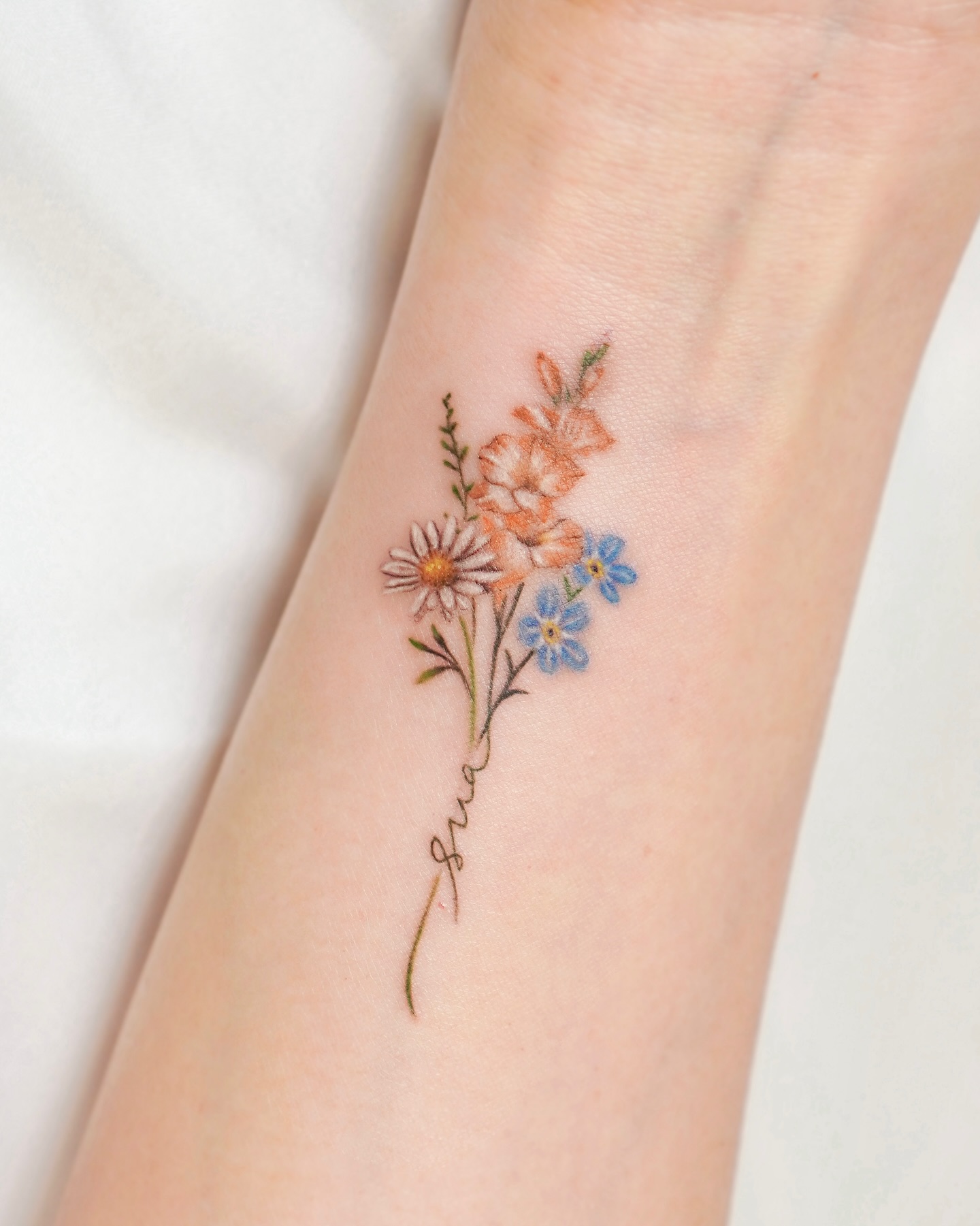 Red Floral and Daisy Sleeve Tattoo daisy tattoo ideas tattoo