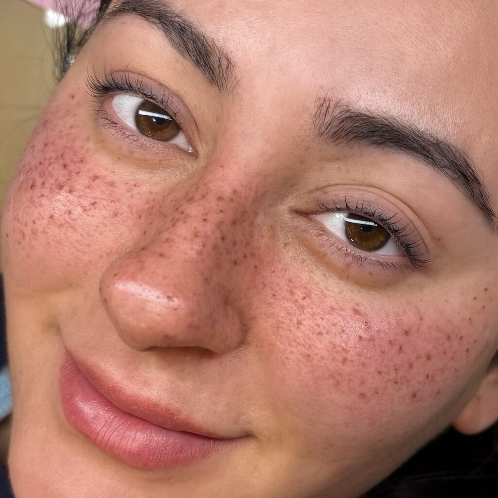 Bold Clustered Freckles Tattoo With High Coverage