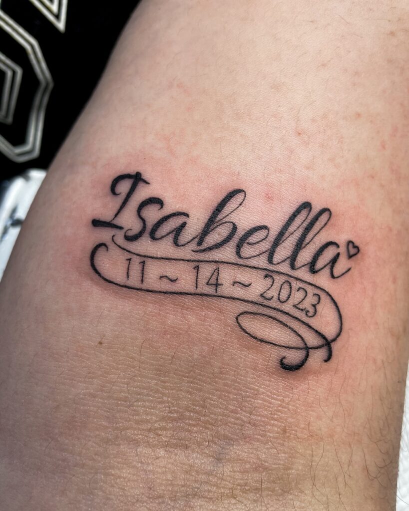 Rose Shoulder Name Tattoo