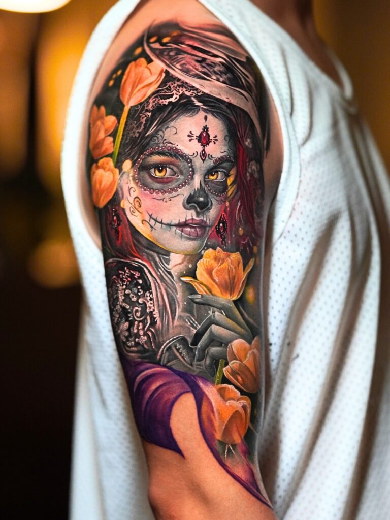 Day of the Dead Half Sleeve Tattoo half sleeve tattoos for men tattoo
