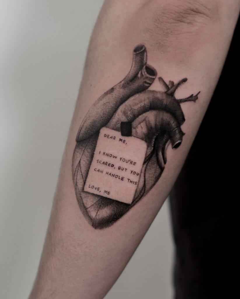 Dear Me &ndash; Self-Compassion and Strength quote tattoo ideas for men tattoo