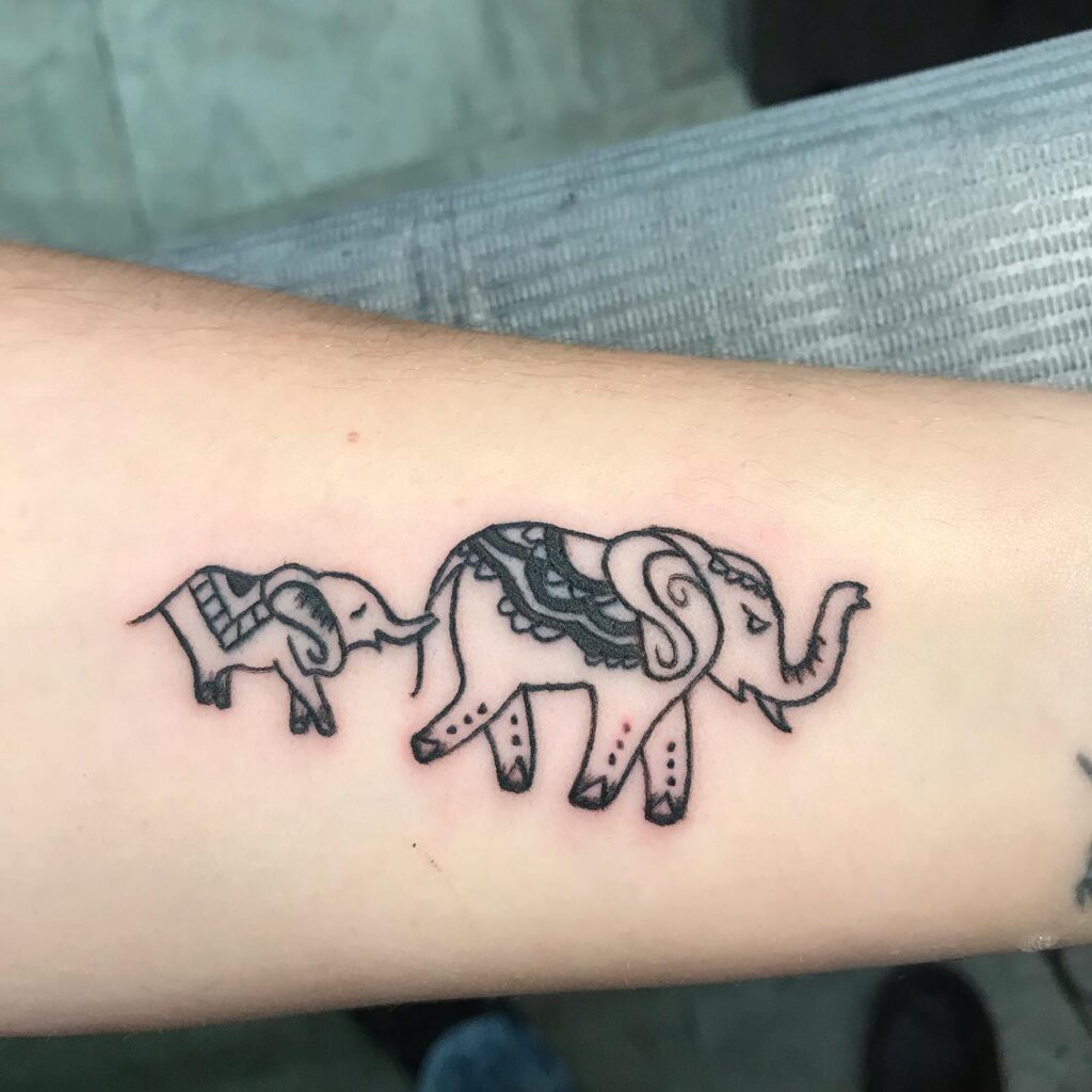 Decorative Elephant Duo Tattoo elephant family tattoo ideas tattoo