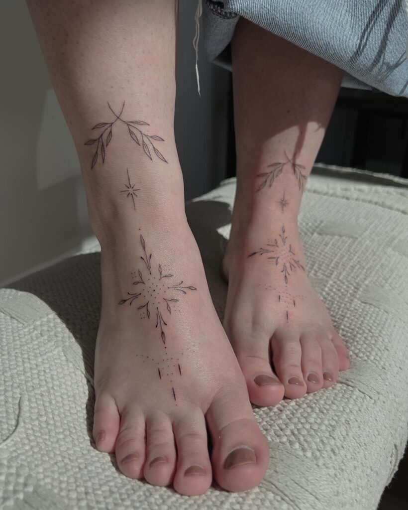 Entropy Tattoo With Dot Shading On Foot