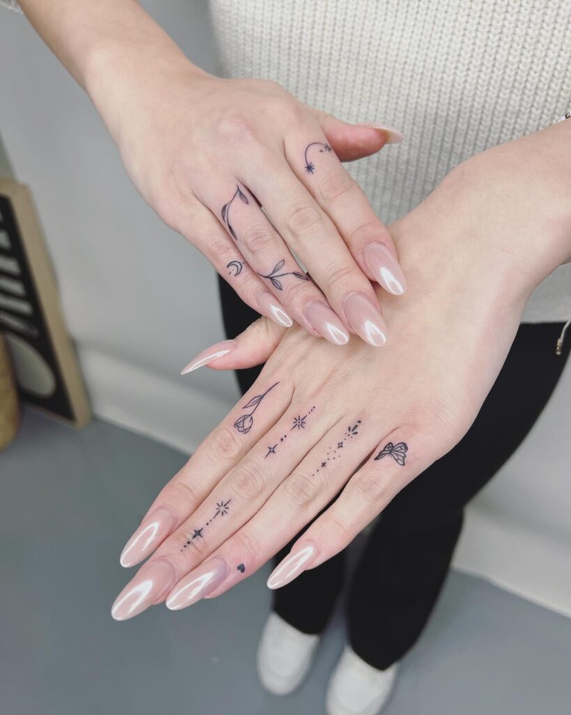 Delicate Wildflower Hand Tattoo