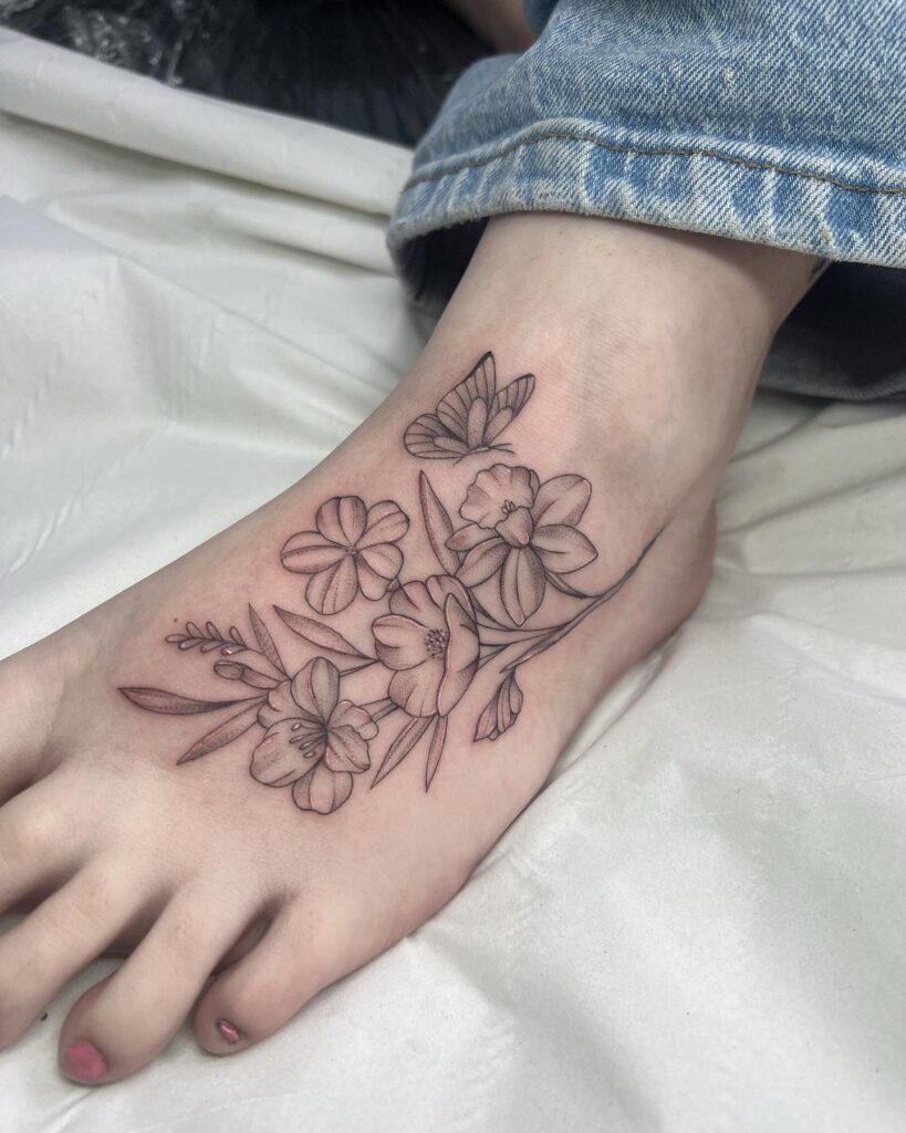 Minimalist Lotus Foot Tattoo