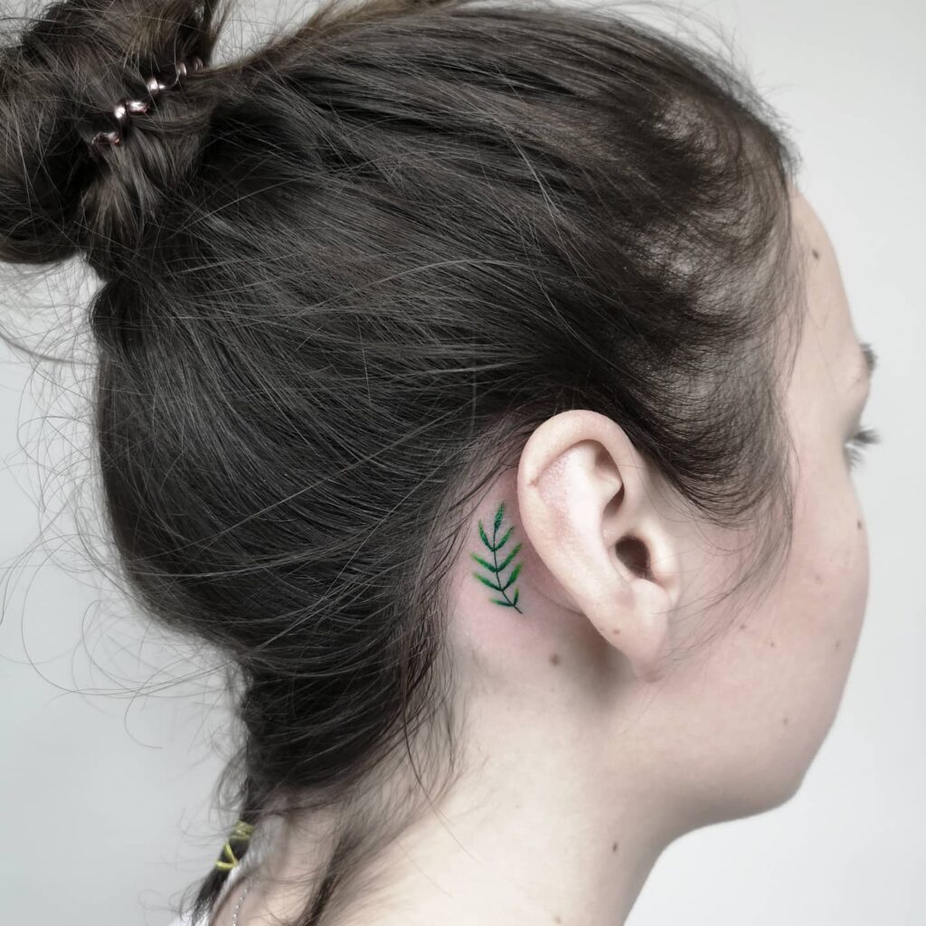 Realistic Ladybug Behind Ear Tattoo