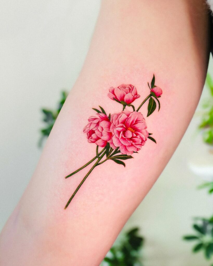Delicate Pink Peonies Tattoo peony flower tattoo ideas tattoo