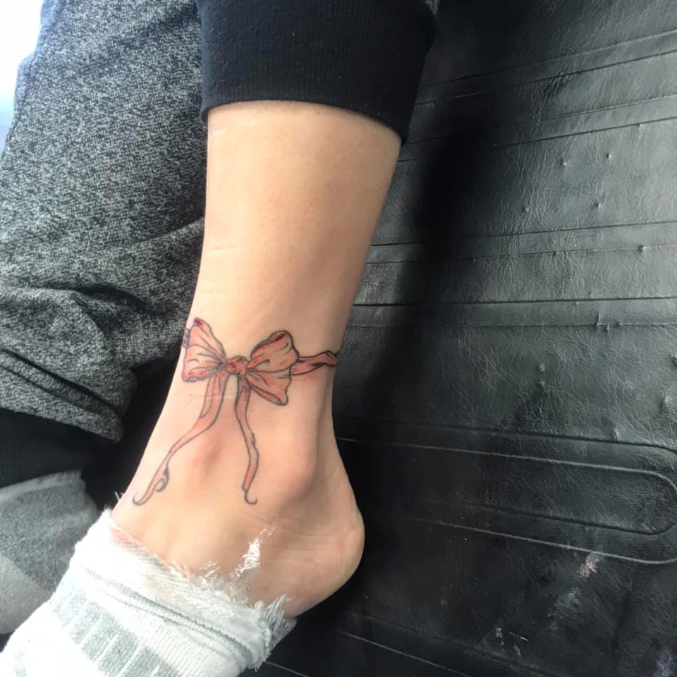 Delicate Floral Bouquet Ankle Tattoo