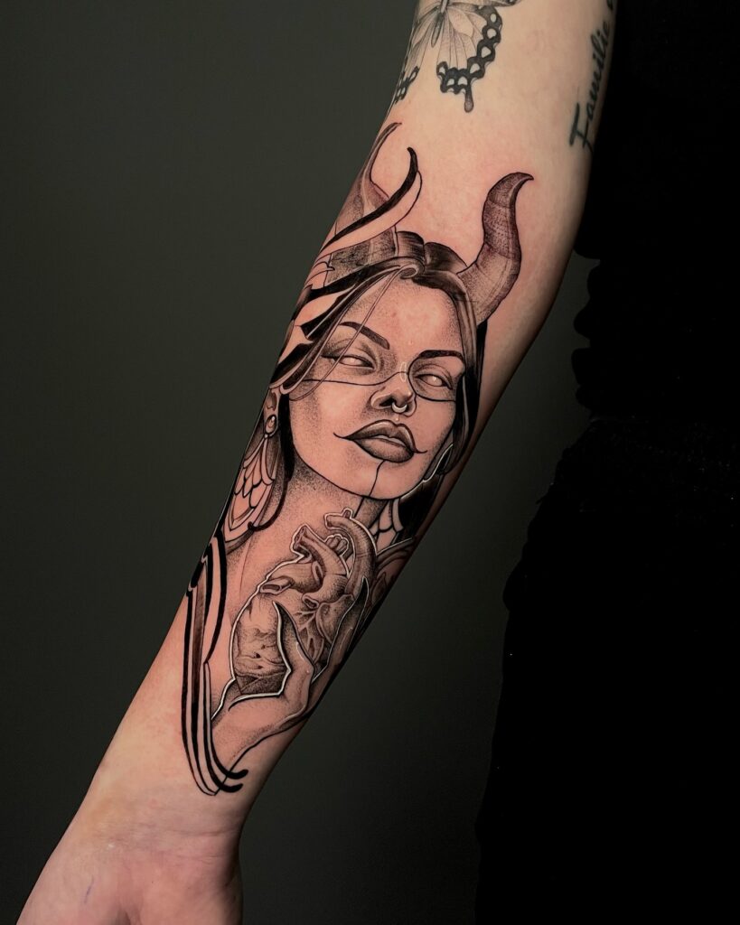Lily Half Sleeve Tattoo In Black And Grey Shading