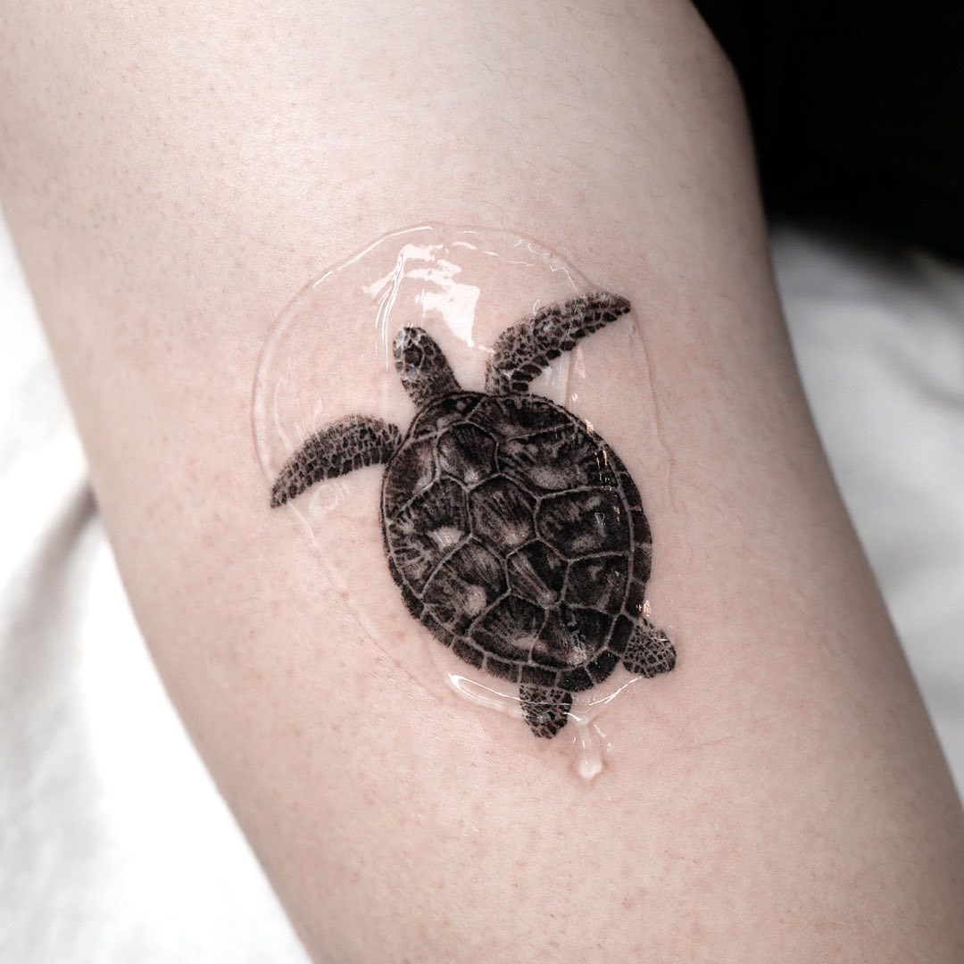 Detailed Black and Gray Turtle Tattoo small turtle tattoo ideas tattoo