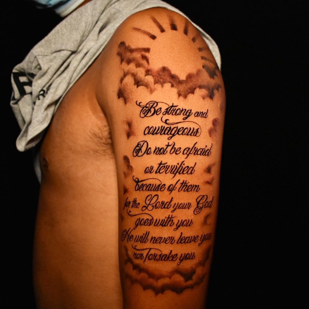 Exodus 15:2 Wrist Tattoo with Cross bible verse tattoo ideas for men tattoo