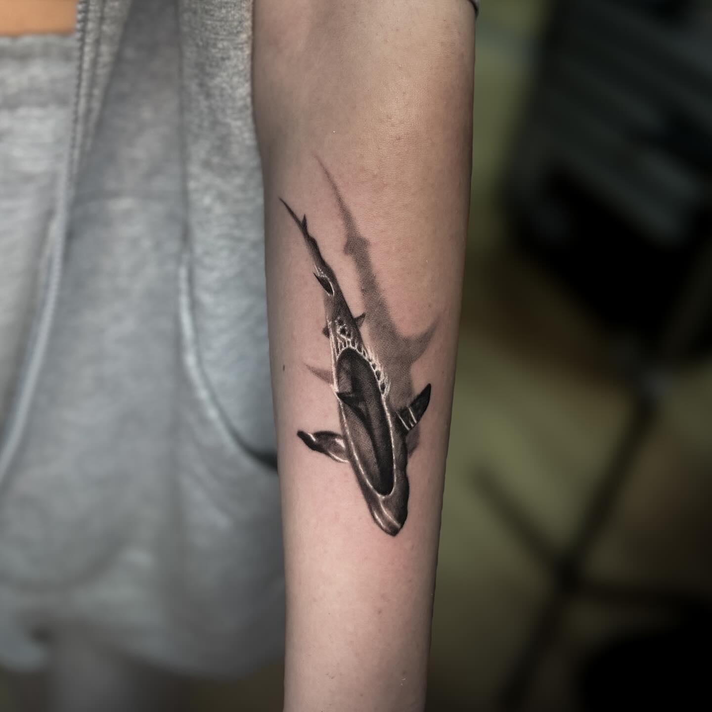 Abstract Linework Shark Silhouette Tattoo