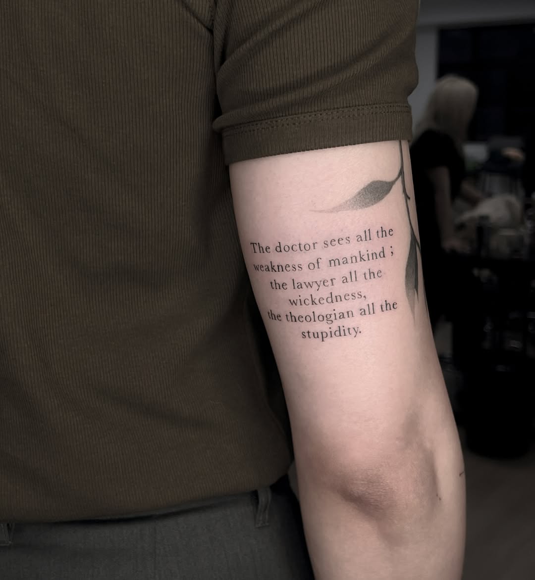 Doctor Lawyer Theologian Quote Tattoo meaningful word tattoos tattoo