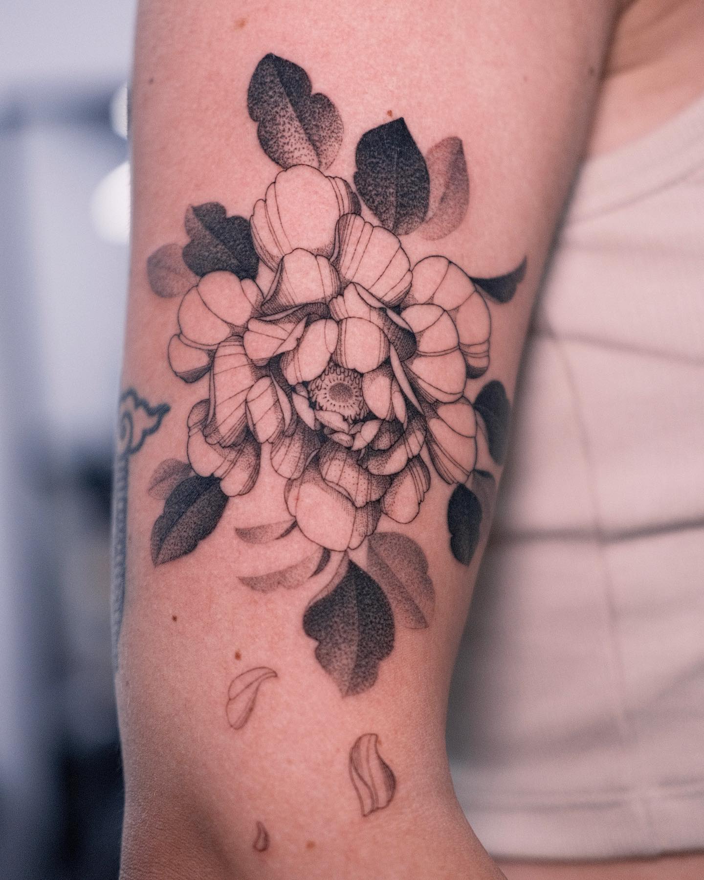 Dotwork Peony Bouquet Tattoo peony tattoos ideas tattoo