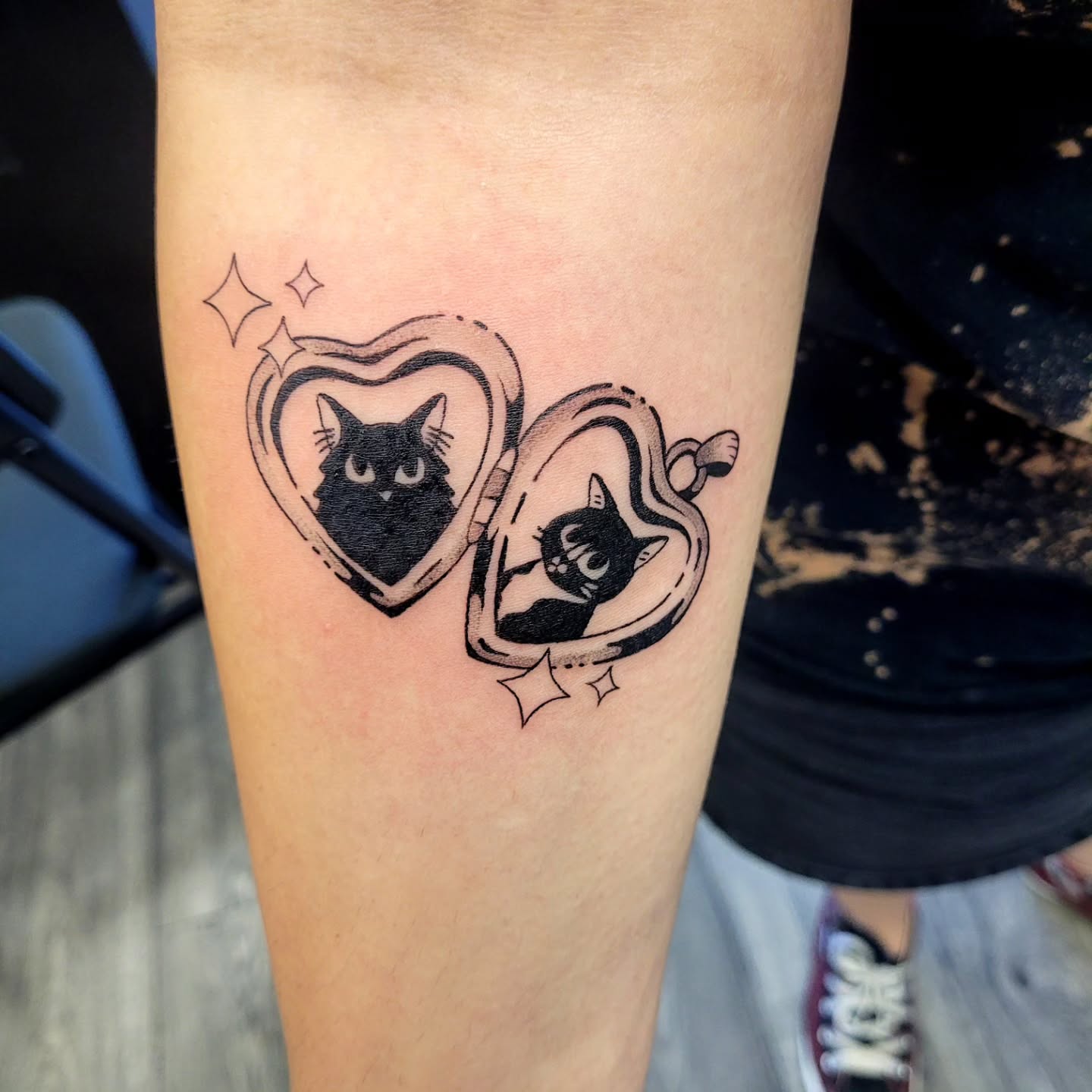 Floral Locket Message Tattoo