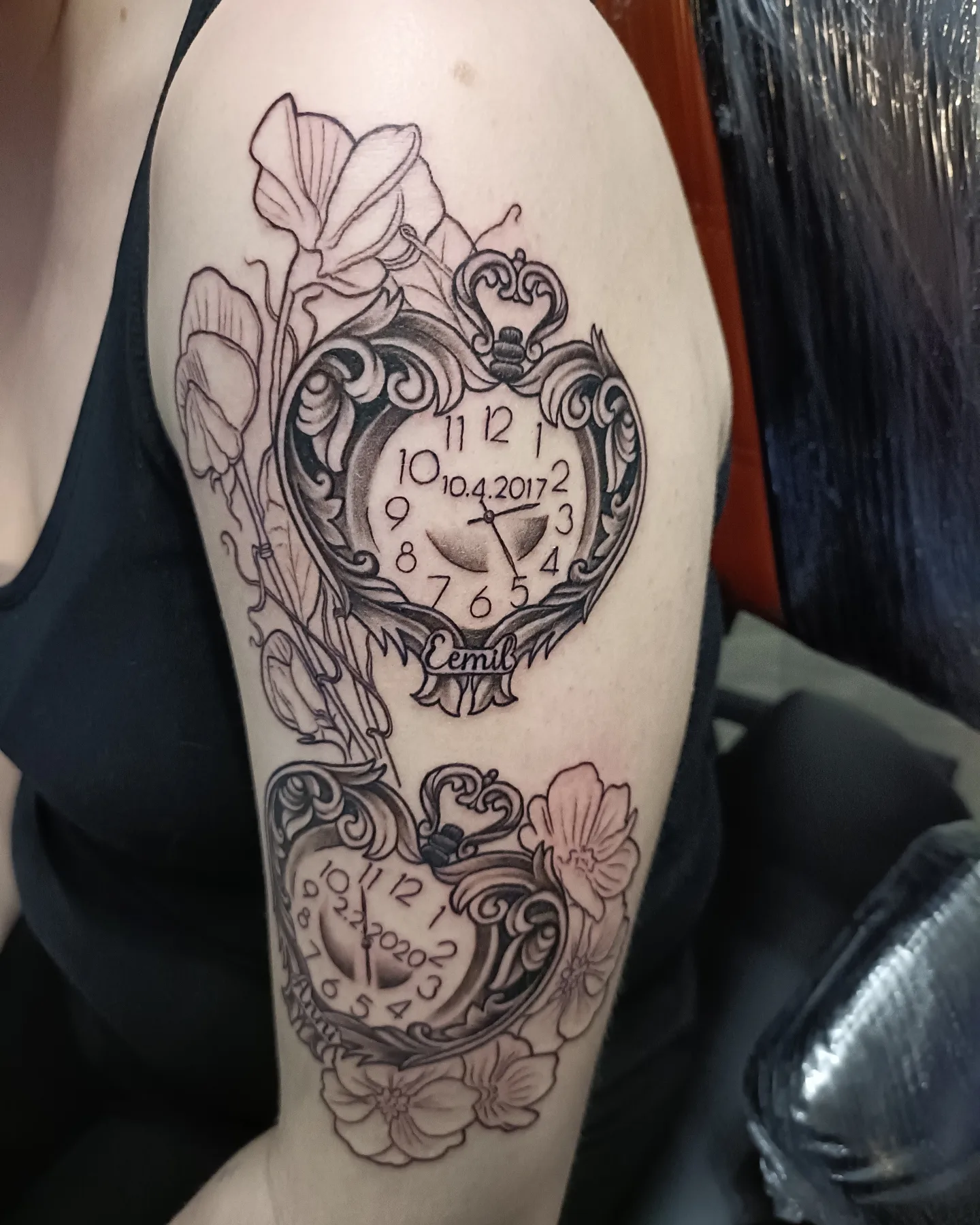 Birth Clock Tattoo With Baby Footprint birth clock tattoos tattoo