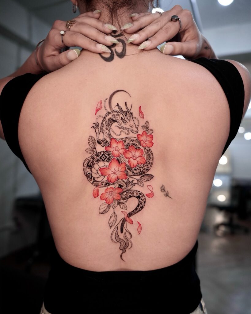 Dragon Snake In The Clouds Tattoo