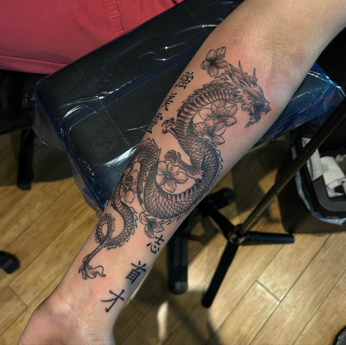 Dragon and Chinese Script Tattoo chinese symbols tattoos tattoo