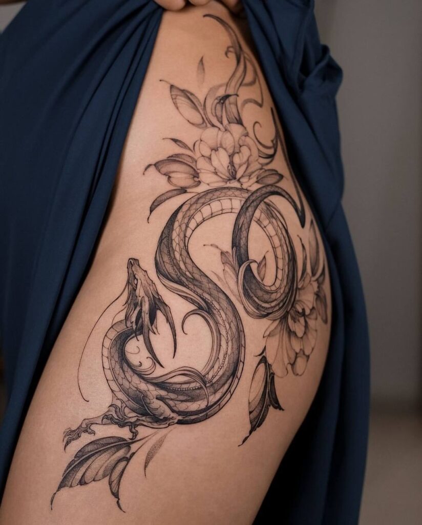 Dragon Tattoo With Celestial Accents