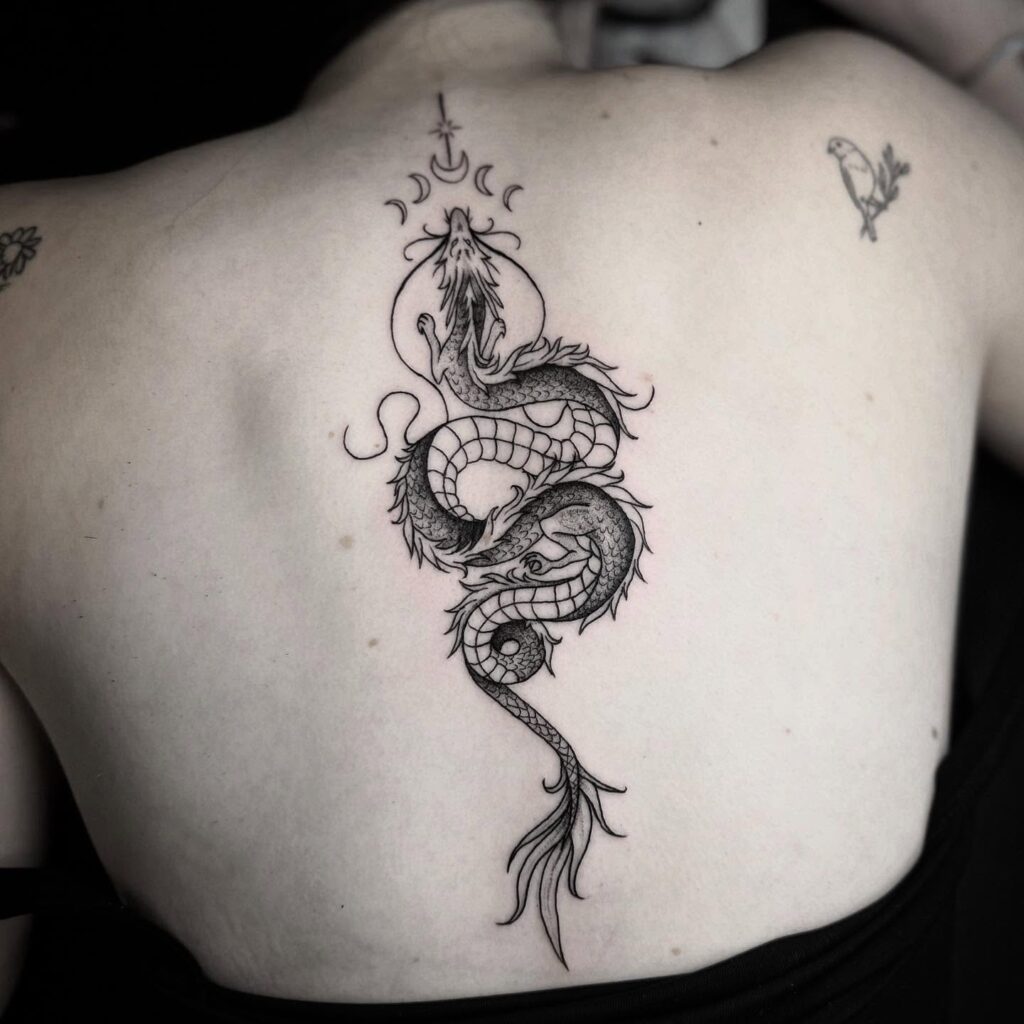 Bold Black Dragon Tattoo
