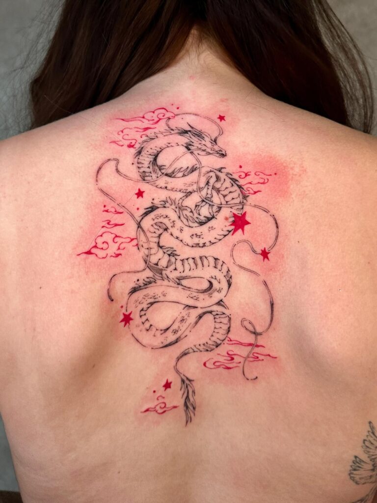 Elegant Back Dragon Tattoo