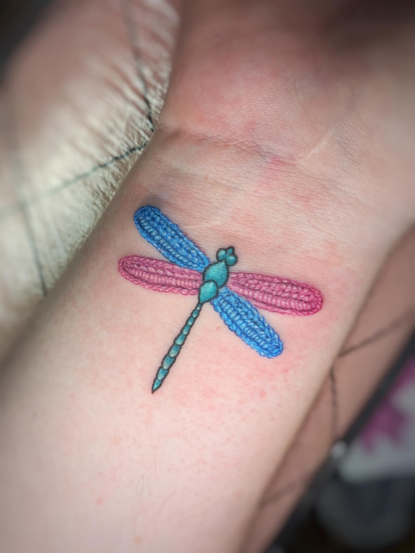 Crochet Style Dragonfly Tattoo