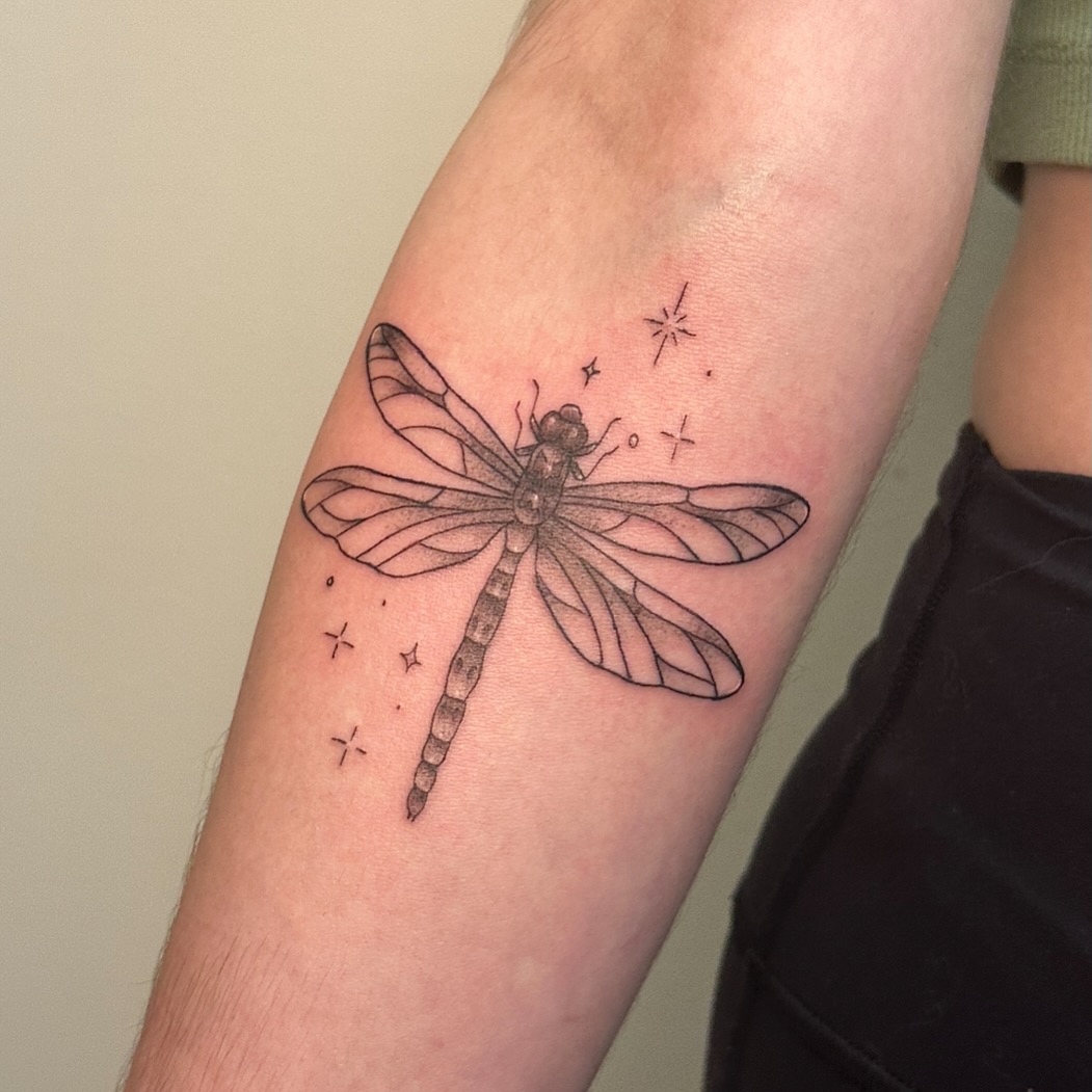 Dragonfly With Stars Tattoo