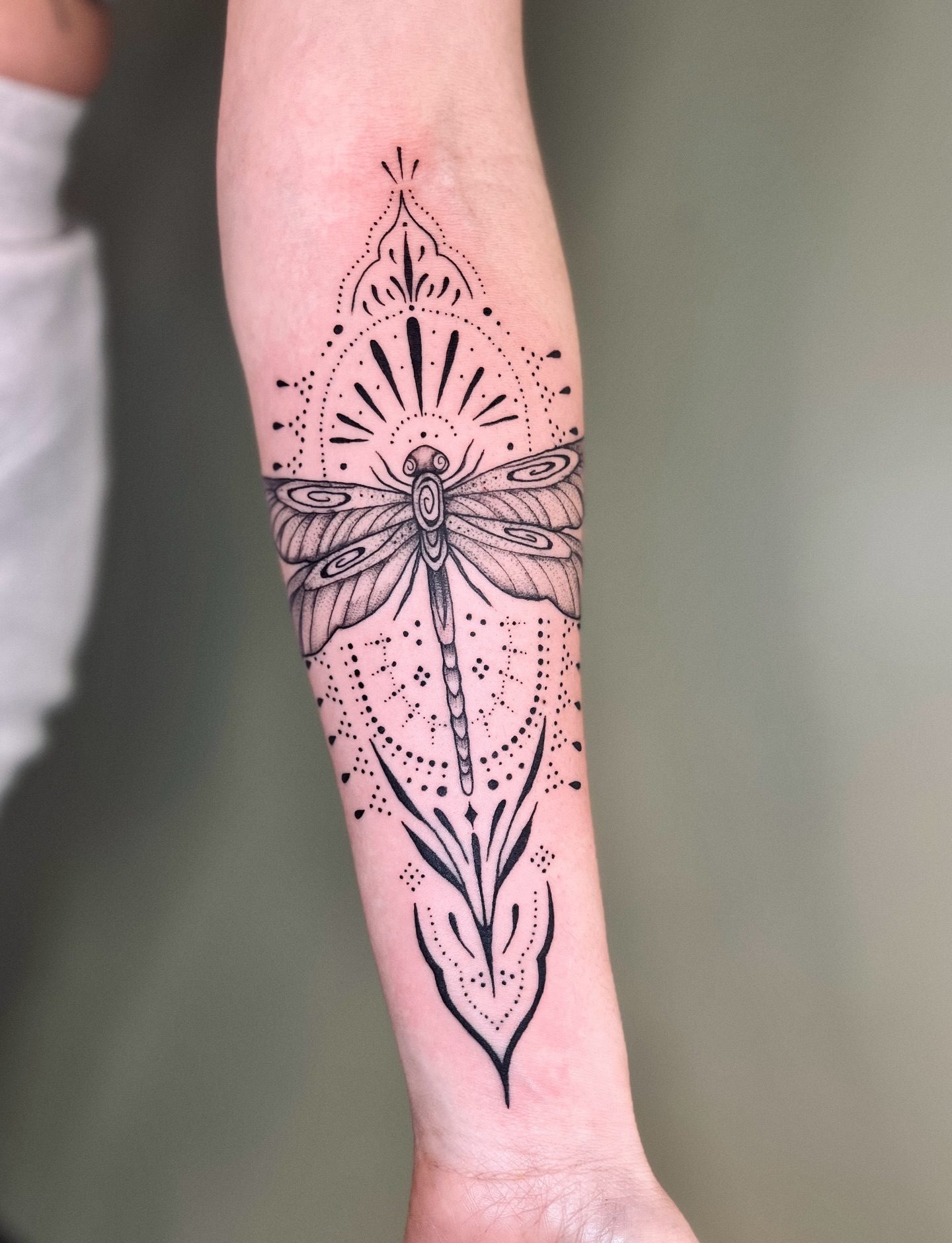 Geometric Dragonfly Mandala Tattoo
