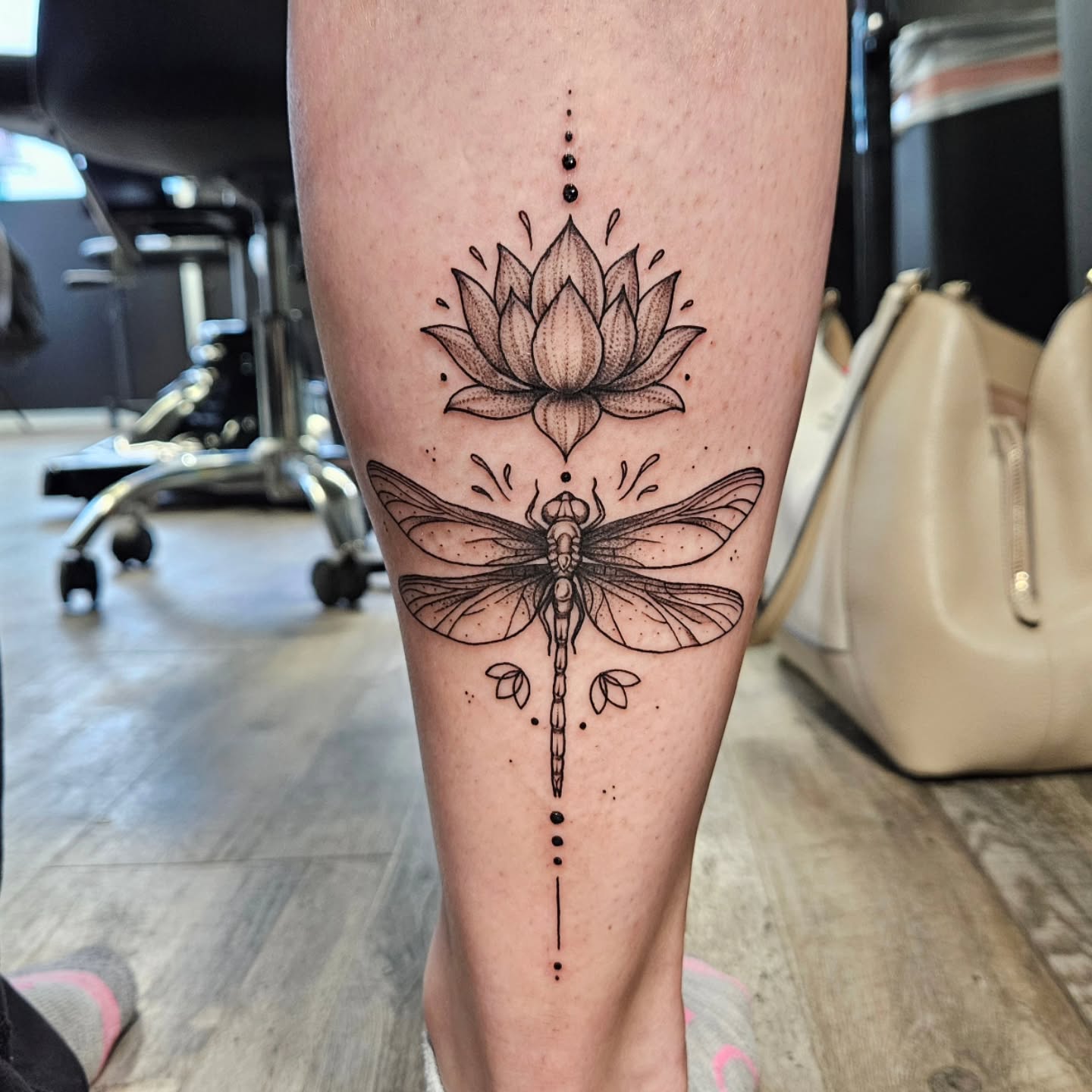 Lotus And Dragonfly Tattoo