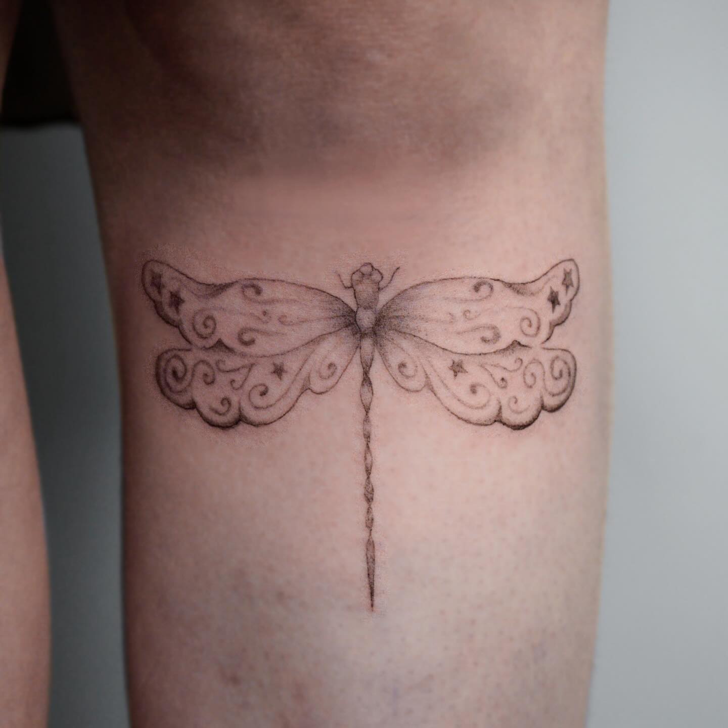 Ornamental Swirl Dragonfly Tattoo