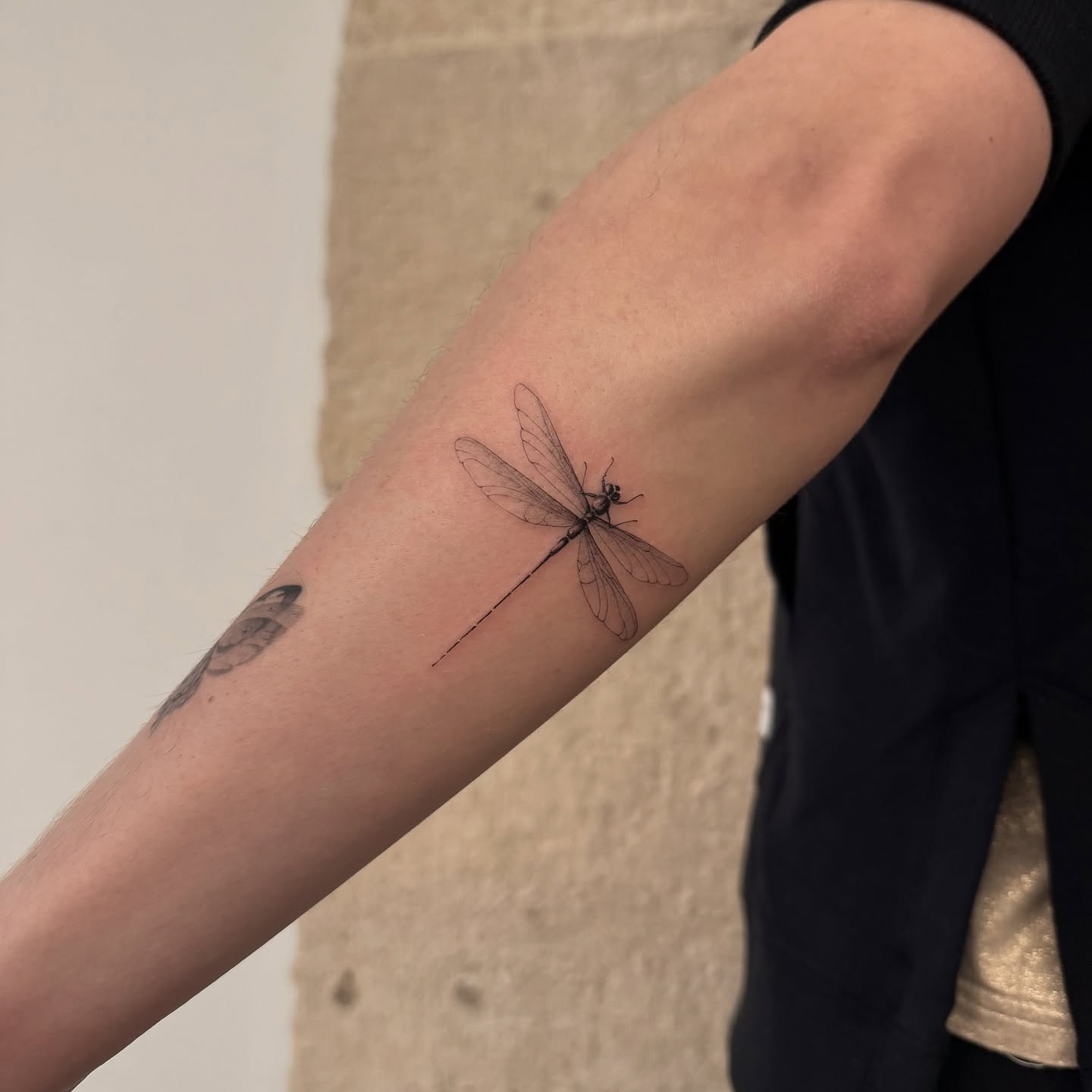 Realistic Forearm Dragonfly Tattoo