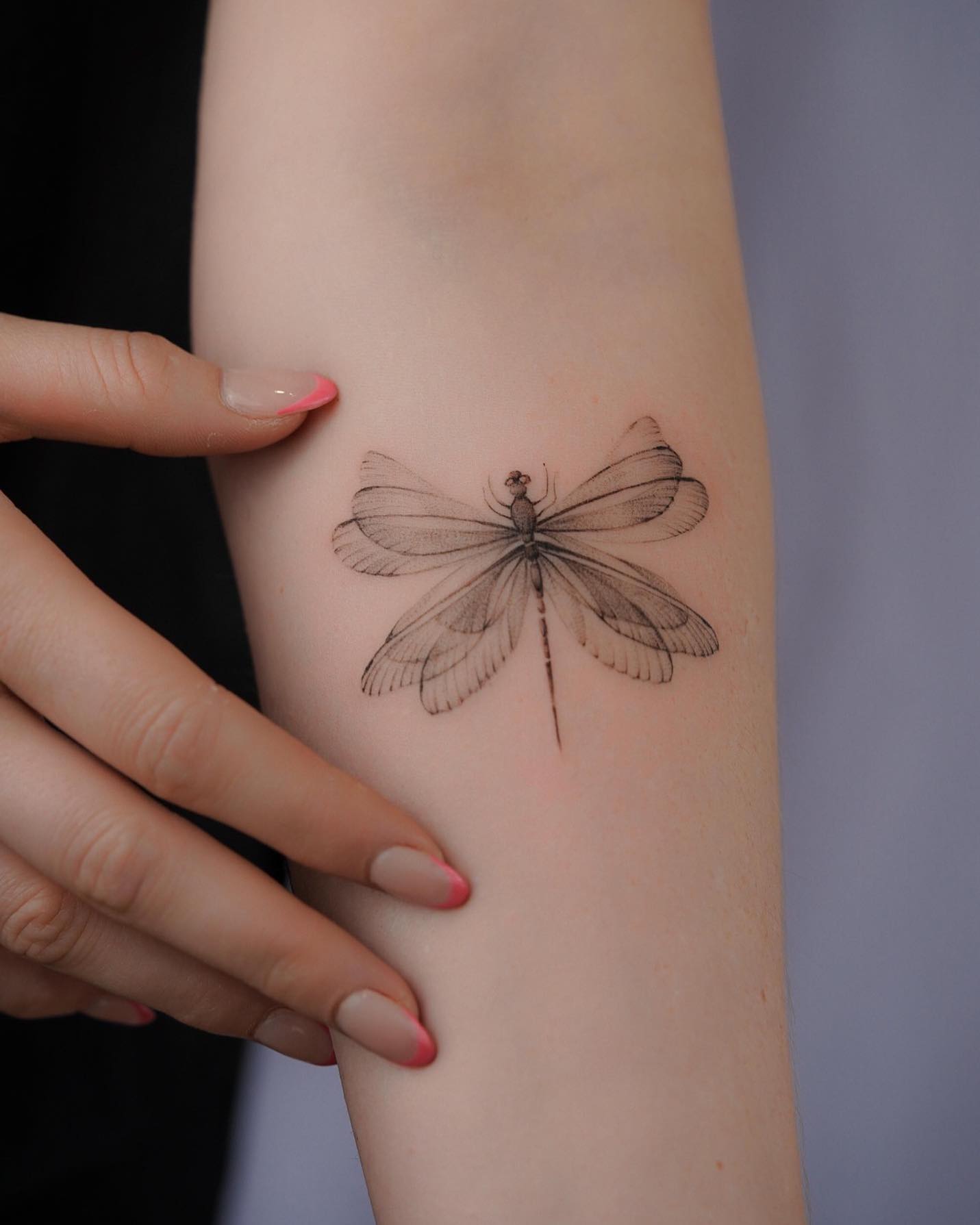 Soft Shaded Dragonfly Tattoo