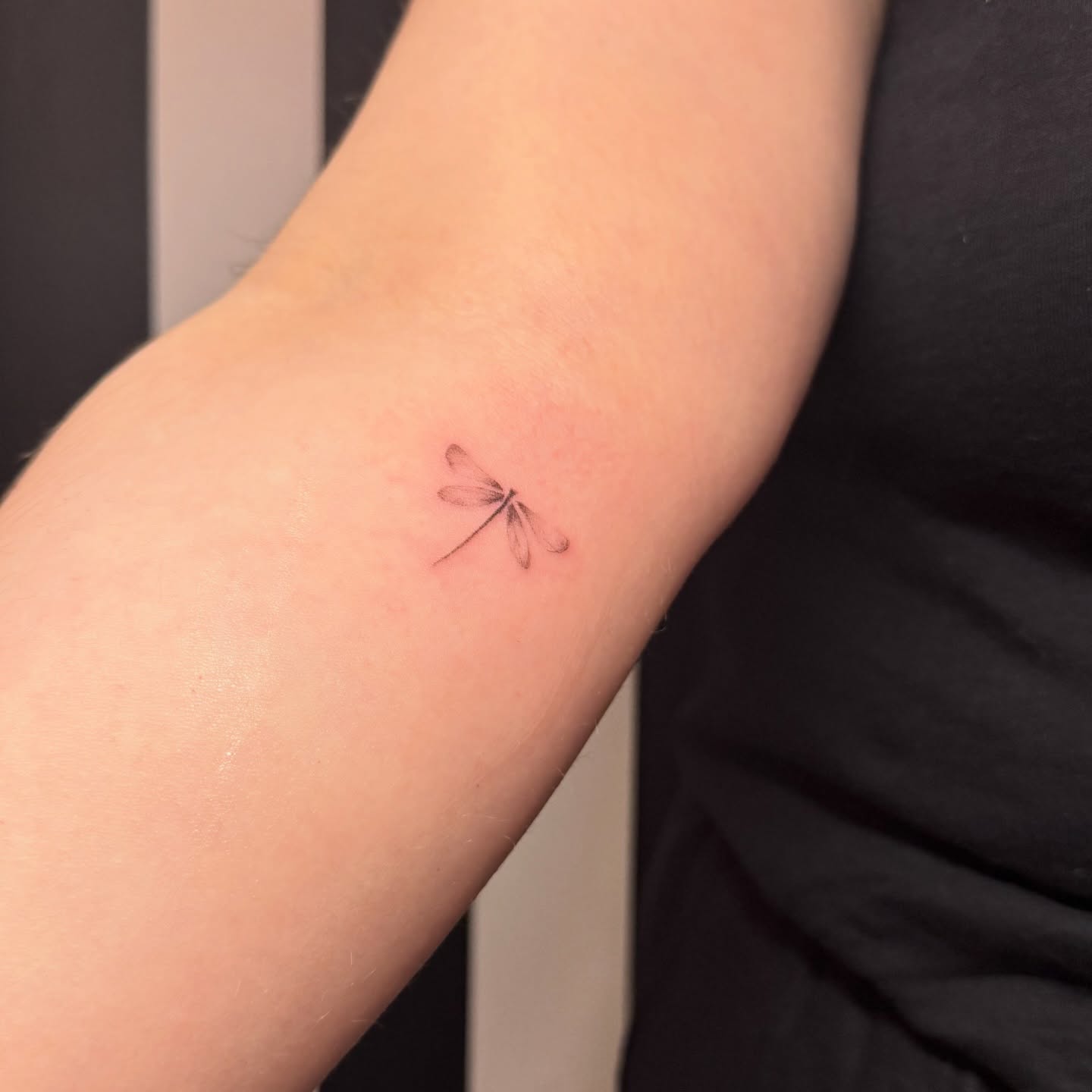 Tiny Minimalist Dragonfly Tattoo