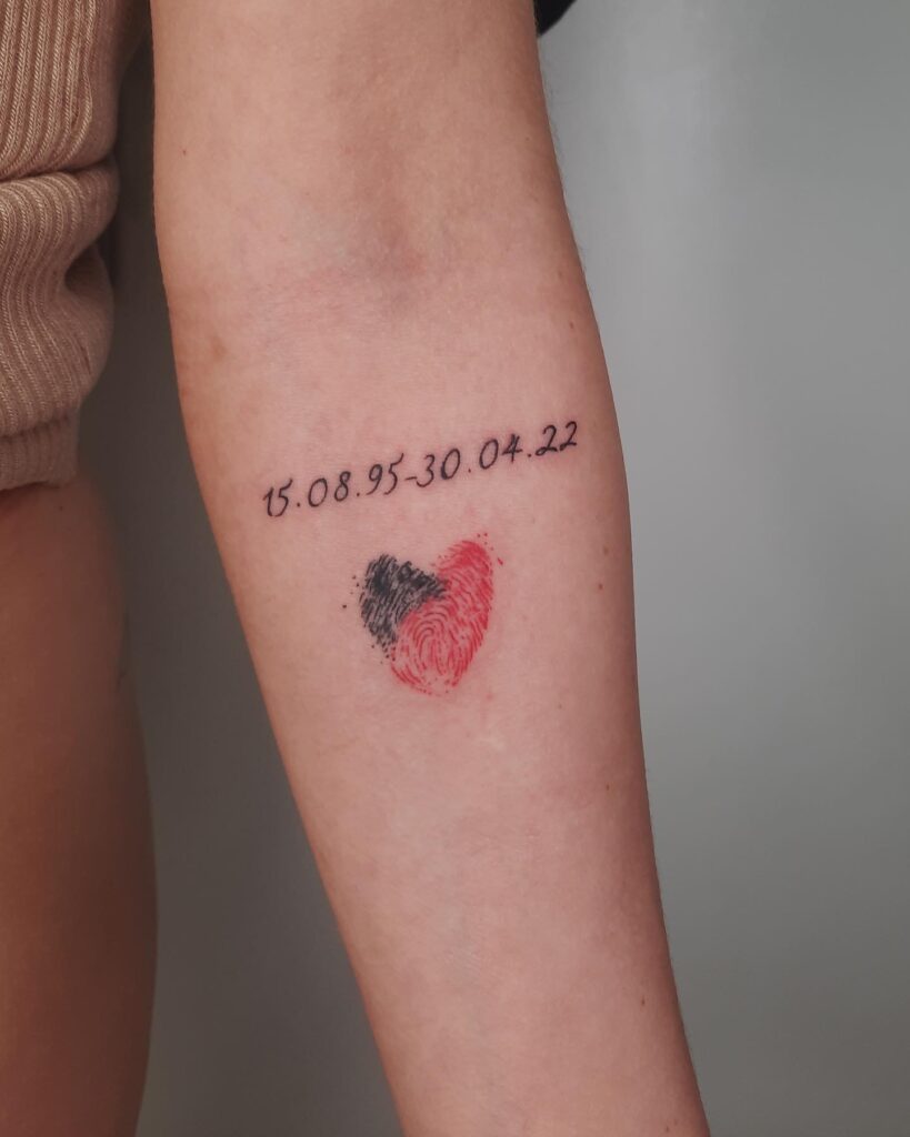 Matching Fingerprint Heart Tattoos with ‘Always’ and ‘Forever'” fingerprint tattoos tattoo