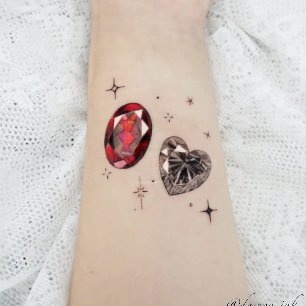Ornate Purple Jewel Wrist Tattoo