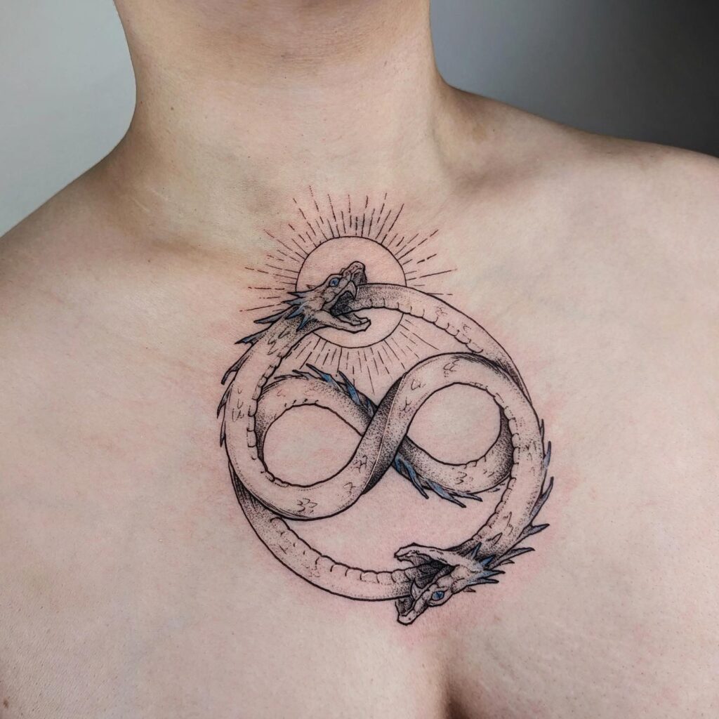 Celtic Knot Ouroboros Back Tattoo