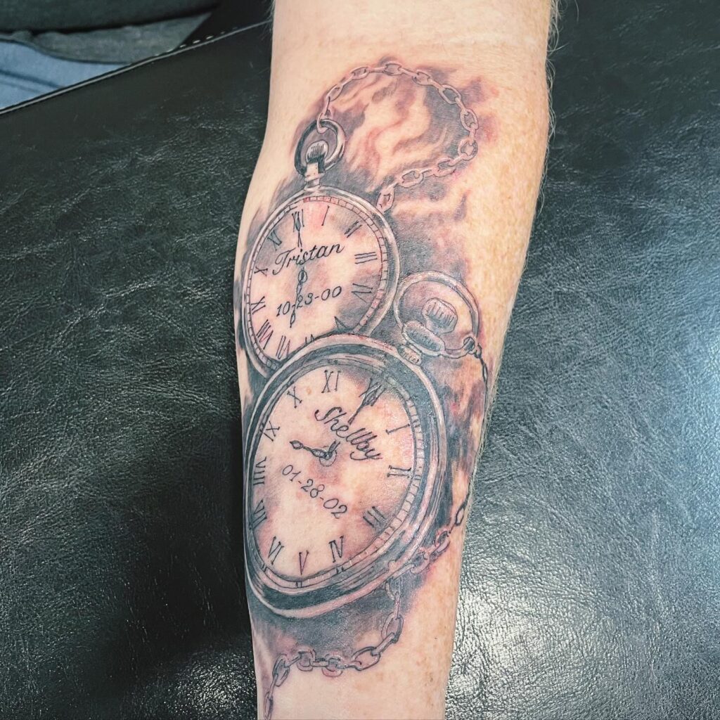 Melting Time and Reflection Pocket Watch Tattoo pocket watch tattoos tattoo