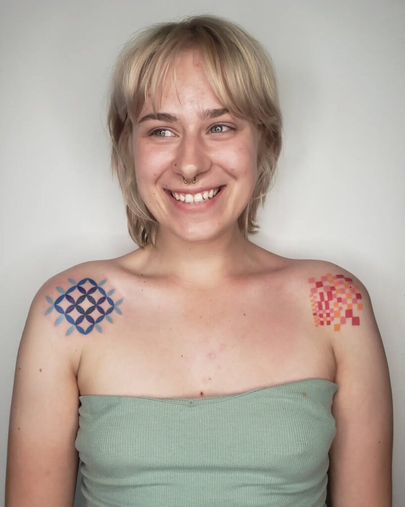 All-Seeing Flower Stick And Poke Tattoo