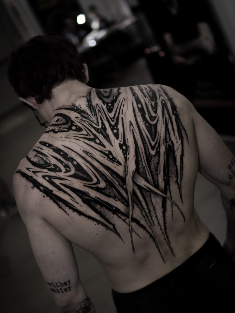 Dynamic Abstract Blackwork Back Tattoo back tattoos for guys tattoo