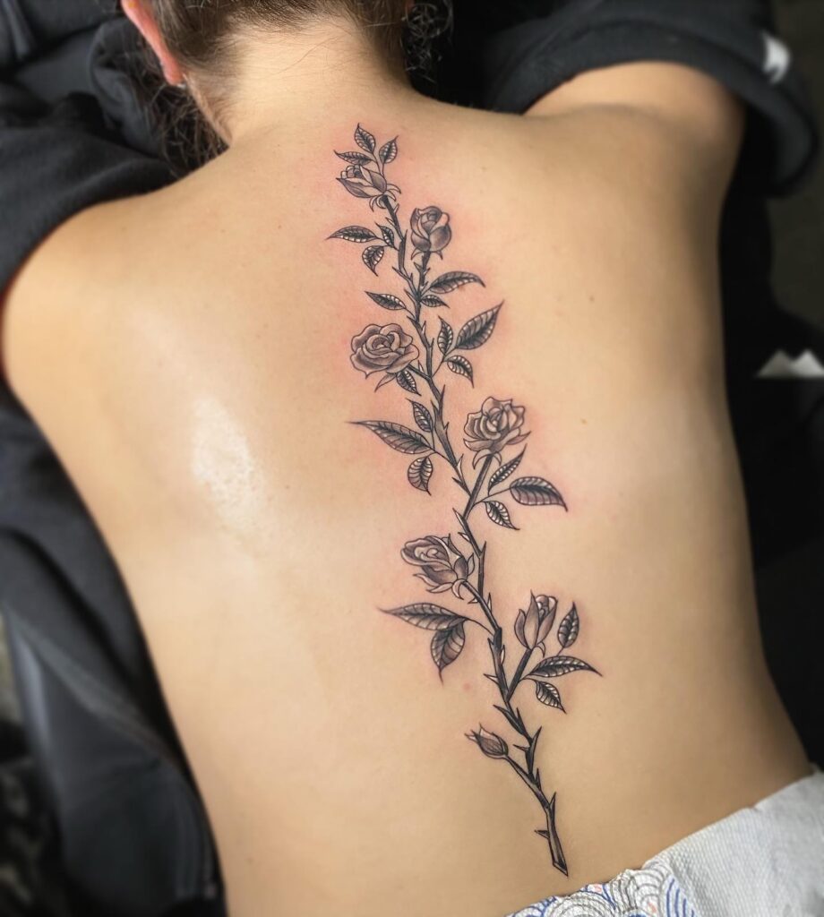 Celestial Dragonfly Spine Tattoo