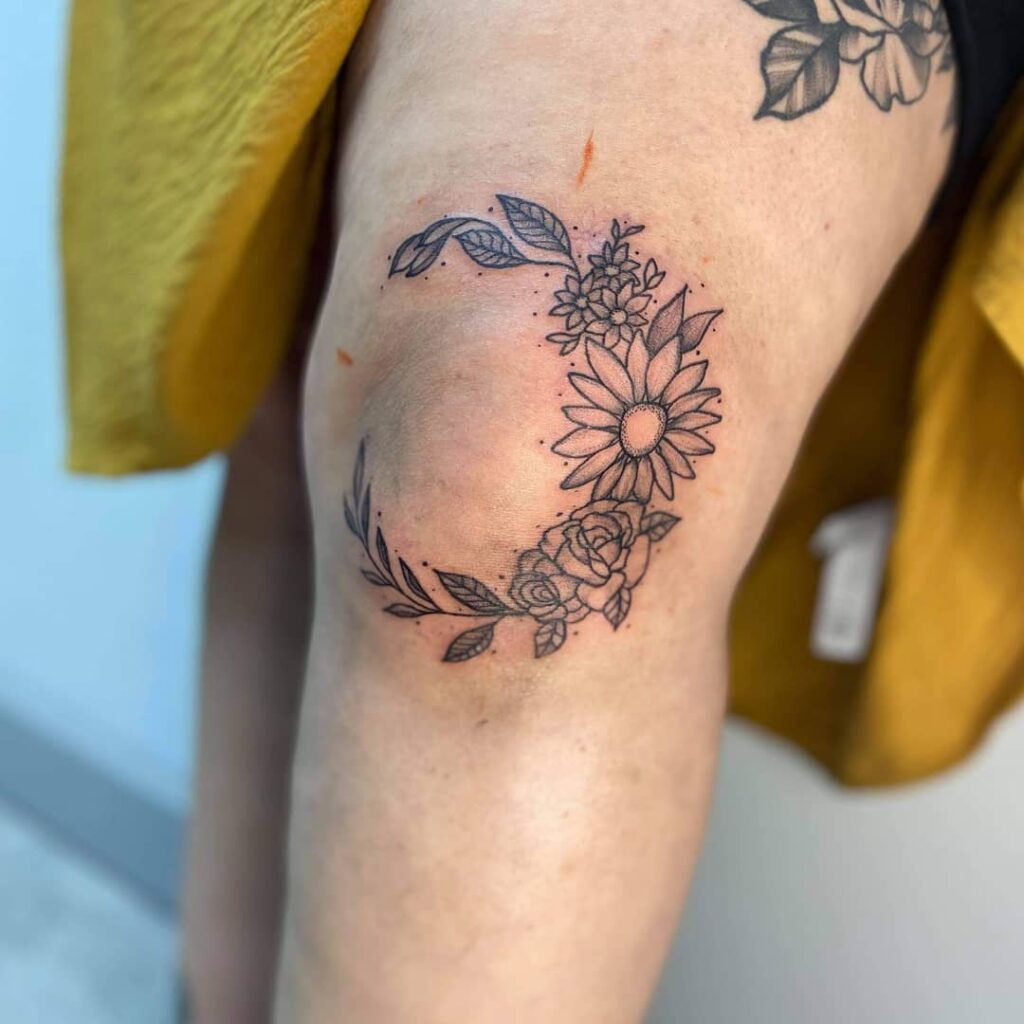 Crown Of Thorns Knee Frame Tattoo
