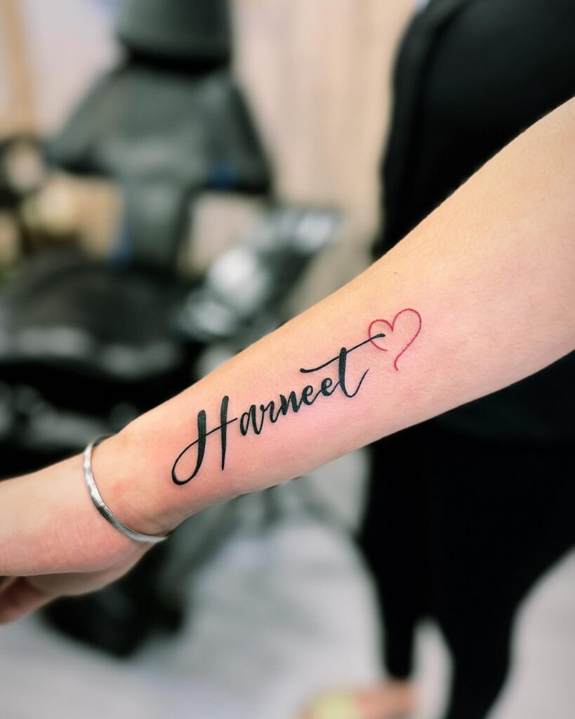 Elegant Heart Name Tattoo
