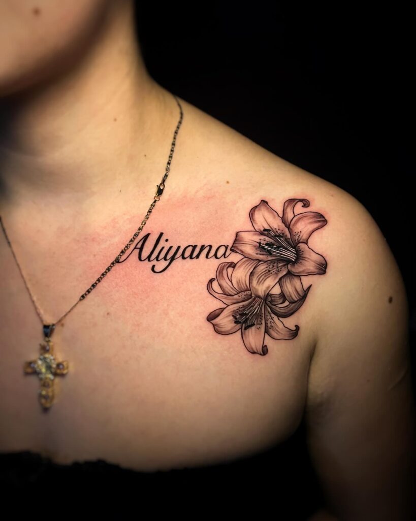 Initial With Heart Collarbone Tattoo