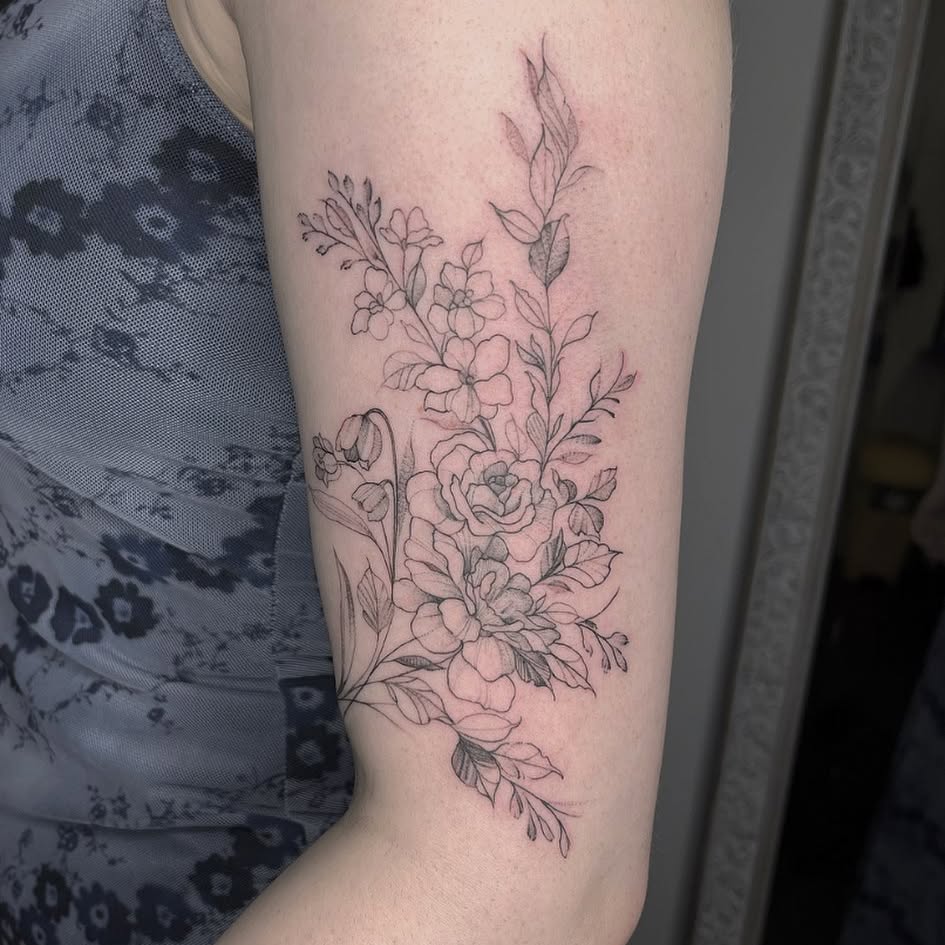 Elegant May Flower Bouquet Tattoo may birth flower tattoos tattoo